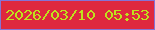文字の大きさ：5、枠の色：8473d5、背景の色：de283e、文字の色：bfe21d 無料ブログパーツのブログ時計