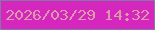 文字の大きさ：5、枠の色：8478aa、背景の色：d526be、文字の色：d99aab 無料ブログパーツのブログ時計