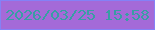 文字の大きさ：3、枠の色：8481f6、背景の色：a46ad8、文字の色：389ea4 無料ブログパーツのブログ時計