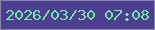 文字の大きさ：3、枠の色：8486af、背景の色：4e3e90、文字の色：73e7af 無料ブログパーツのブログ時計