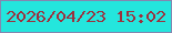 文字の大きさ：2、枠の色：8487b0、背景の色：24e6dd、文字の色：9c313e 無料ブログパーツのブログ時計