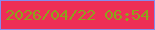 文字の大きさ：1、枠の色：848bee、背景の色：ee2e56、文字の色：8da21b 無料ブログパーツのブログ時計