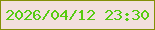 文字の大きさ：2、枠の色：848f07、背景の色：f2dfdd、文字の色：55cb11 無料ブログパーツのブログ時計