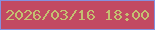 文字の大きさ：2、枠の色：8490df、背景の色：c24962、文字の色：c4bf71 無料ブログパーツのブログ時計