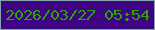 文字の大きさ：4、枠の色：84a2ab、背景の色：3f0482、文字の色：28a706 無料ブログパーツのブログ時計