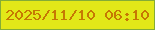 文字の大きさ：4、枠の色：84ac36、背景の色：e2e818、文字の色：c67803 無料ブログパーツのブログ時計