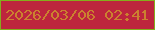 文字の大きさ：5、枠の色：84ad1c、背景の色：bd253d、文字の色：cb812f 無料ブログパーツのブログ時計