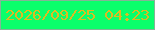 文字の大きさ：4、枠の色：84b497、背景の色：0aff6b、文字の色：ddbb22 無料ブログパーツのブログ時計