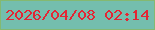 文字の大きさ：4、枠の色：84b971、背景の色：74beae、文字の色：e32634 無料ブログパーツのブログ時計