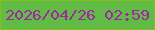 文字の大きさ：1、枠の色：84bf1e、背景の色：61bc45、文字の色：a225a5 無料ブログパーツのブログ時計