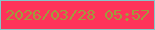 文字の大きさ：1、枠の色：84c7c9、背景の色：fe345a、文字の色：9f9c3c 無料ブログパーツのブログ時計