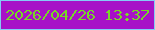 文字の大きさ：2、枠の色：84caf6、背景の色：a711c7、文字の色：77d727 無料ブログパーツのブログ時計