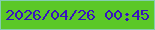 文字の大きさ：5、枠の色：84ceaf、背景の色：5bc827、文字の色：3812be 無料ブログパーツのブログ時計