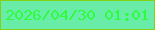 文字の大きさ：4、枠の色：84d115、背景の色：69eca8、文字の色：2dfd3c 無料ブログパーツのブログ時計