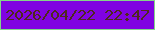 文字の大きさ：4、枠の色：84d588、背景の色：8003e1、文字の色：4f291d 無料ブログパーツのブログ時計