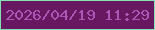 文字の大きさ：5、枠の色：84e1b2、背景の色：681861、文字の色：a958b6 無料ブログパーツのブログ時計