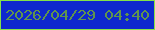 文字の大きさ：2、枠の色：84e348、背景の色：0e28ce、文字の色：5f944d 無料ブログパーツのブログ時計