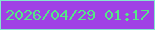 文字の大きさ：5、枠の色：84e6cf、背景の色：a041e5、文字の色：56e786 無料ブログパーツのブログ時計
