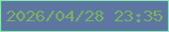 文字の大きさ：2、枠の色：84e8b3、背景の色：5e77a2、文字の色：7cb15e 無料ブログパーツのブログ時計