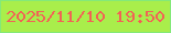 文字の大きさ：3、枠の色：84e979、背景の色：a9ee4b、文字の色：f26355 無料ブログパーツのブログ時計