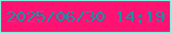 文字の大きさ：5、枠の色：84eadc、背景の色：fe1372、文字の色：0c95aa 無料ブログパーツのブログ時計