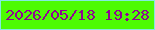 文字の大きさ：5、枠の色：84eae0、背景の色：4dfb03、文字の色：900492 無料ブログパーツのブログ時計