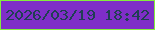 文字の大きさ：5、枠の色：84ed3d、背景の色：7f2ec8、文字の色：203f53 無料ブログパーツのブログ時計