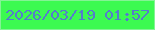 文字の大きさ：5、枠の色：84f395、背景の色：3cfa51、文字の色：557ccc 無料ブログパーツのブログ時計
