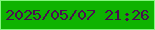 文字の大きさ：4、枠の色：84f67f、背景の色：0eb301、文字の色：4b0d51 無料ブログパーツのブログ時計