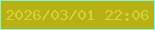 文字の大きさ：2、枠の色：84f6de、背景の色：b7b116、文字の色：d3d337 無料ブログパーツのブログ時計