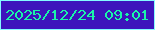 文字の大きさ：2、枠の色：84faff、背景の色：3d14bc、文字の色：1af5a9 無料ブログパーツのブログ時計