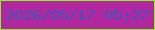 文字の大きさ：5、枠の色：84fb17、背景の色：b227a0、文字の色：4157b7 無料ブログパーツのブログ時計