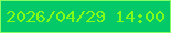 文字の大きさ：3、枠の色：84fd65、背景の色：04c968、文字の色：80ff19 無料ブログパーツのブログ時計
