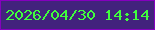 文字の大きさ：4、枠の色：8500be、背景の色：42227d、文字の色：40fe3d 無料ブログパーツのブログ時計