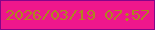 文字の大きさ：4、枠の色：850489、背景の色：ee178c、文字の色：ae861f 無料ブログパーツのブログ時計