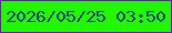 文字の大きさ：4、枠の色：8504da、背景の色：21f701、文字の色：18487c 無料ブログパーツのブログ時計