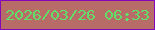 文字の大きさ：3、枠の色：8505ba、背景の色：b76c68、文字の色：62df68 無料ブログパーツのブログ時計