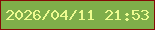 文字の大きさ：2、枠の色：850a07、背景の色：7fae4a、文字の色：edfb90 無料ブログパーツのブログ時計