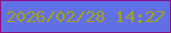 文字の大きさ：2、枠の色：851387、背景の色：6270e7、文字の色：a4a213 無料ブログパーツのブログ時計