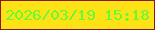 文字の大きさ：5、枠の色：851a24、背景の色：fde216、文字の色：63fa36 無料ブログパーツのブログ時計