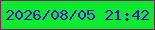 文字の大きさ：5、枠の色：851f5c、背景の色：08eb2f、文字の色：4709c8 無料ブログパーツのブログ時計