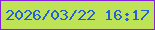 文字の大きさ：5、枠の色：8520dc、背景の色：bee357、文字の色：2360dc 無料ブログパーツのブログ時計