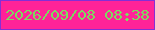 文字の大きさ：1、枠の色：852ed5、背景の色：ff2398、文字の色：7cdb5f 無料ブログパーツのブログ時計