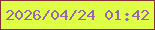 文字の大きさ：4、枠の色：85303b、背景の色：deff45、文字の色：9b65af 無料ブログパーツのブログ時計