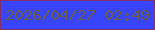 文字の大きさ：3、枠の色：853065、背景の色：3844fd、文字の色：655e43 無料ブログパーツのブログ時計