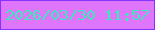 文字の大きさ：1、枠の色：8532fe、背景の色：de75fa、文字の色：3aeaba 無料ブログパーツのブログ時計