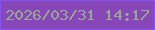 文字の大きさ：5、枠の色：8553f0、背景の色：8847b9、文字の色：98a992 無料ブログパーツのブログ時計