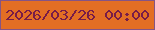 文字の大きさ：1、枠の色：855485、背景の色：e36e24、文字の色：771c48 無料ブログパーツのブログ時計