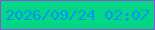 文字の大きさ：2、枠の色：8554d3、背景の色：03d685、文字の色：0794f8 無料ブログパーツのブログ時計