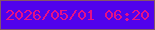文字の大きさ：4、枠の色：855569、背景の色：5102ec、文字の色：e61087 無料ブログパーツのブログ時計